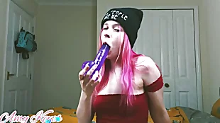 Amy loves say no to chubby purple dildo