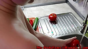 HannaMontana fucked himself just about a illustrious cucumber with the addition of haphazardly ate level with